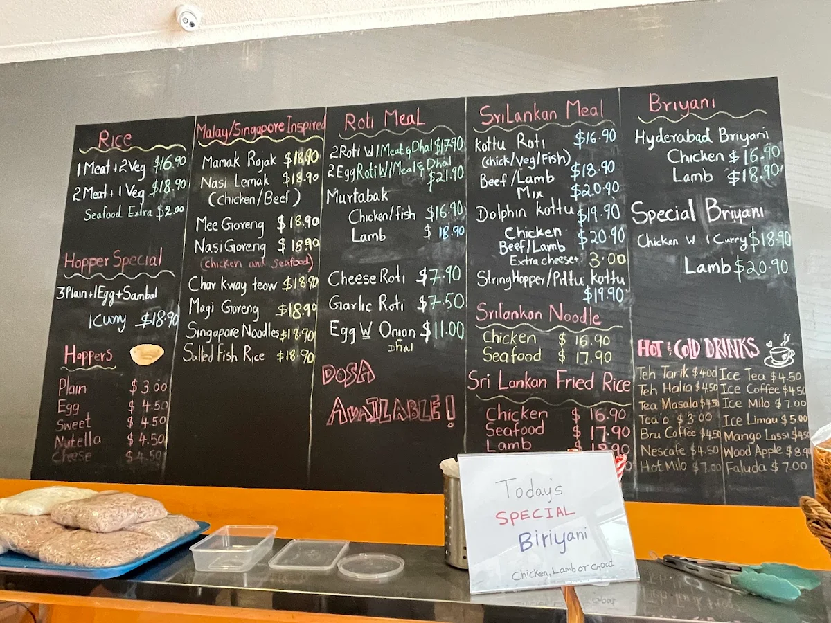Menu, Corlam Kitchen