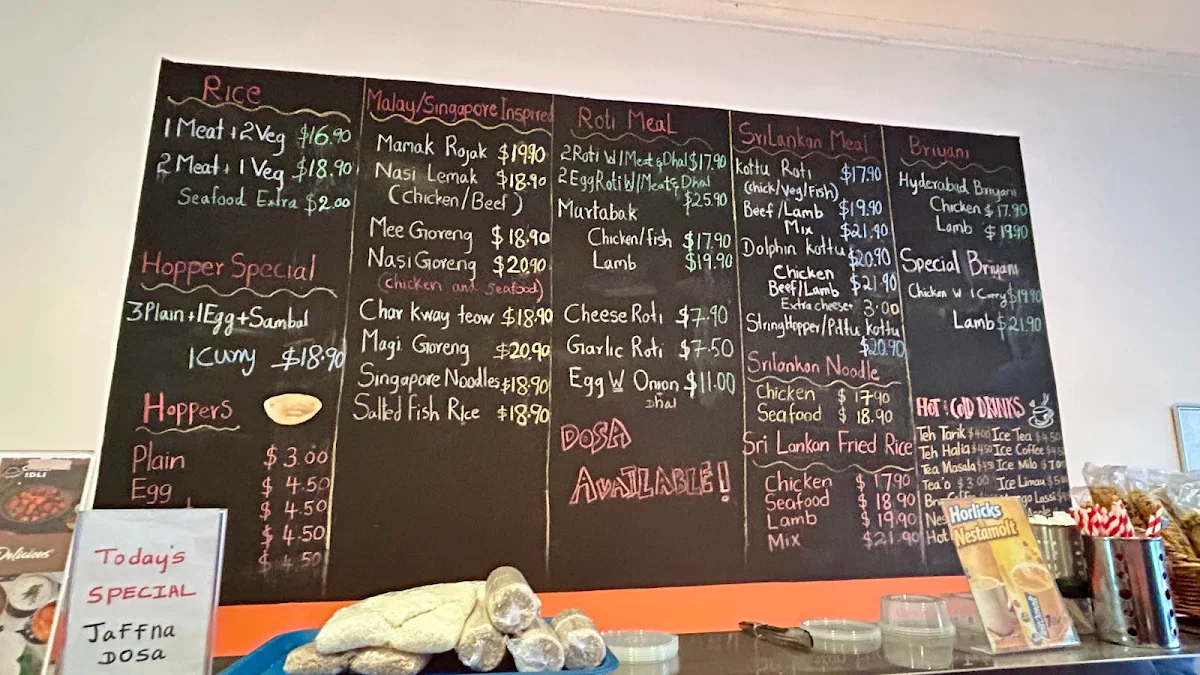 Menu, Corlam Kitchen