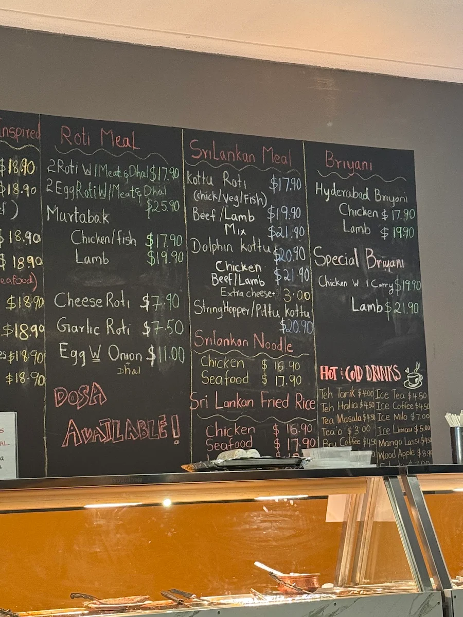 Menu, Corlam Kitchen