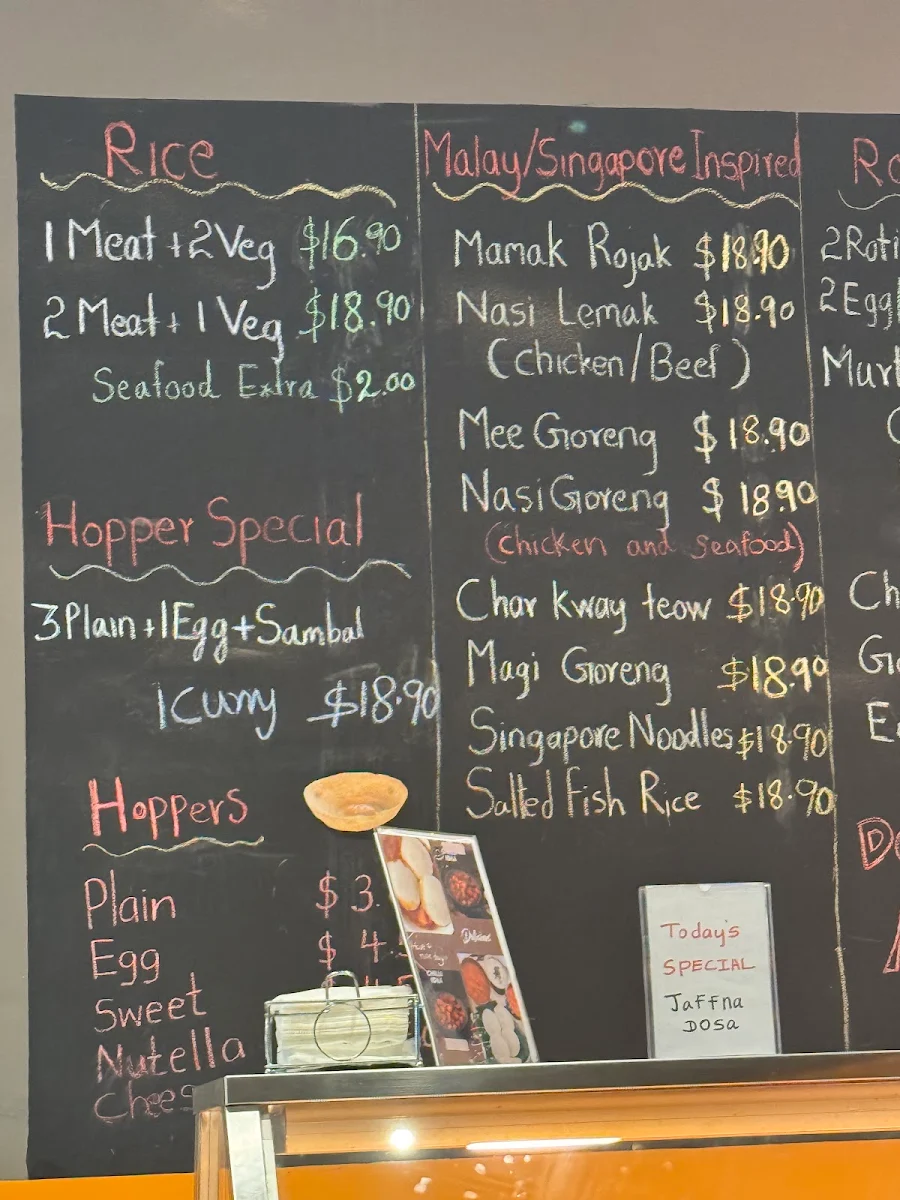 Menu, Corlam Kitchen