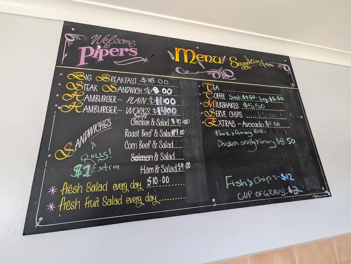 Menu, Pipers Catering