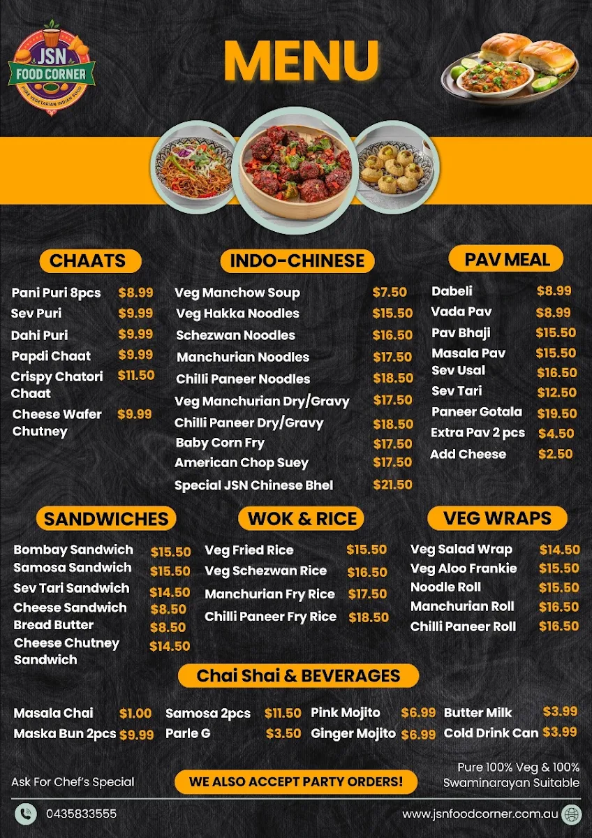 Menu, JSN Food Corner