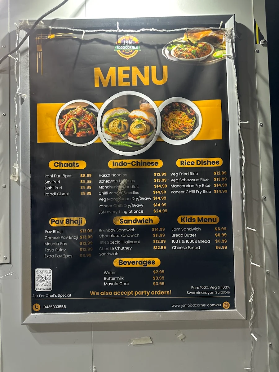 Menu, JSN Food Corner