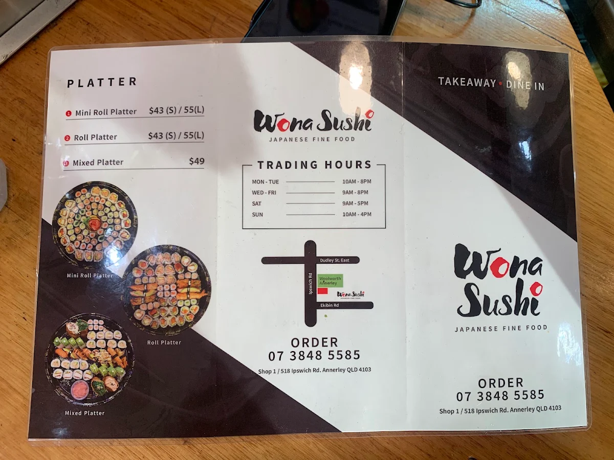 Menu, Wona Sushi