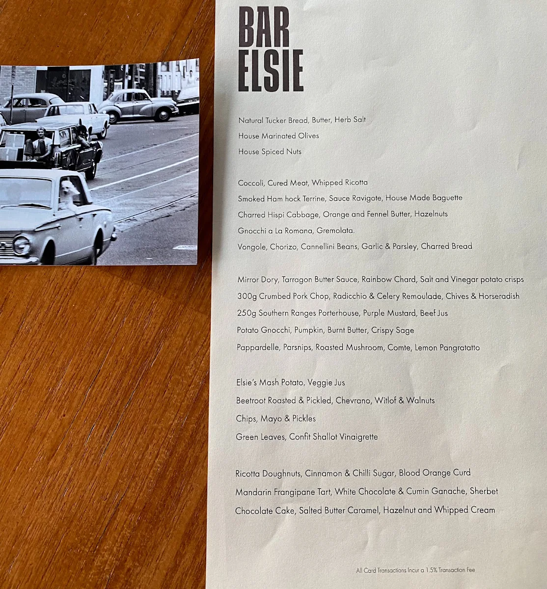 Menu, Bar Elsie