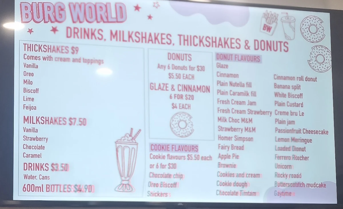 Menu, Burg World