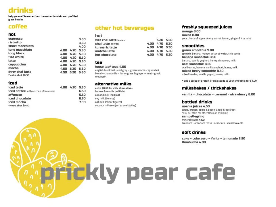 Menu, Prickly Pear