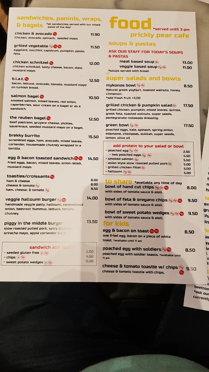 Menu, Prickly Pear