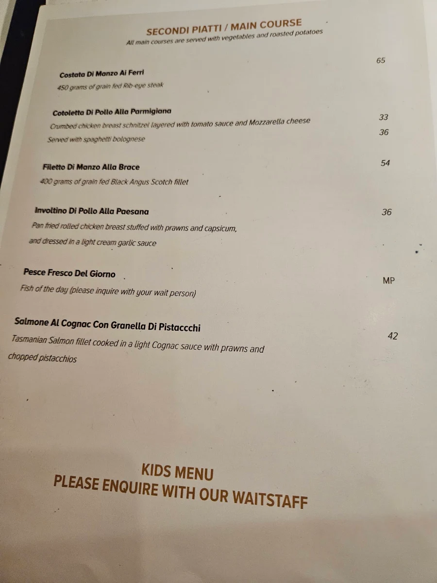 Menu, Roberto's on Bennett