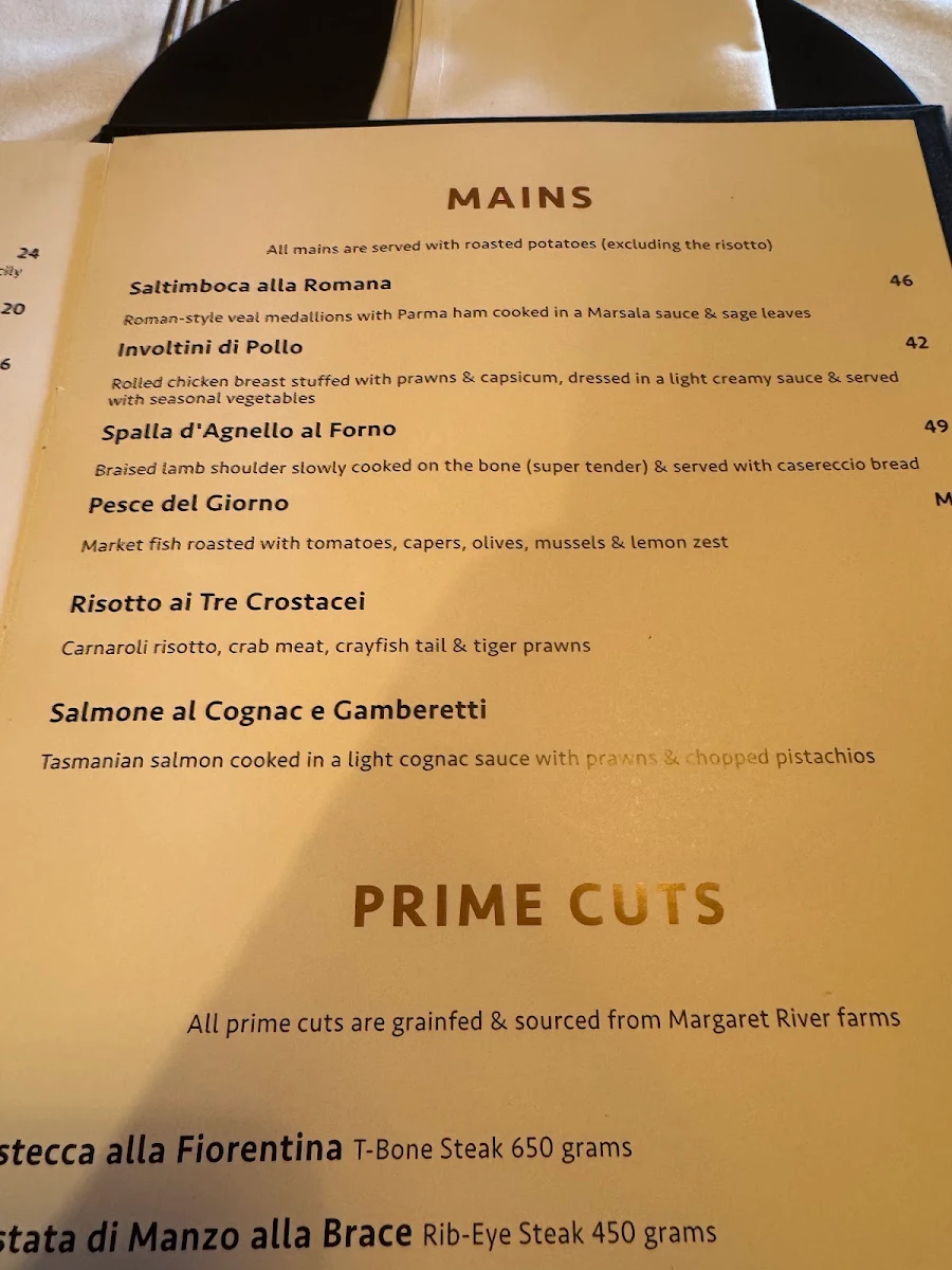 Menu, Roberto's on Bennett