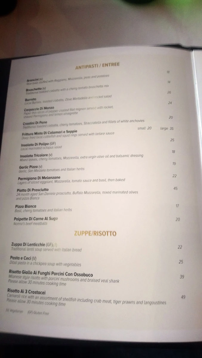 Menu, Roberto's on Bennett