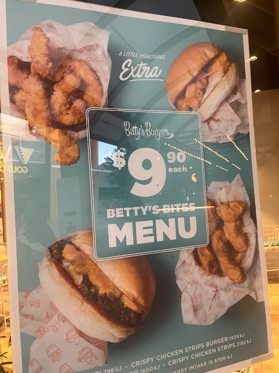 Menu, Betty's Burgers