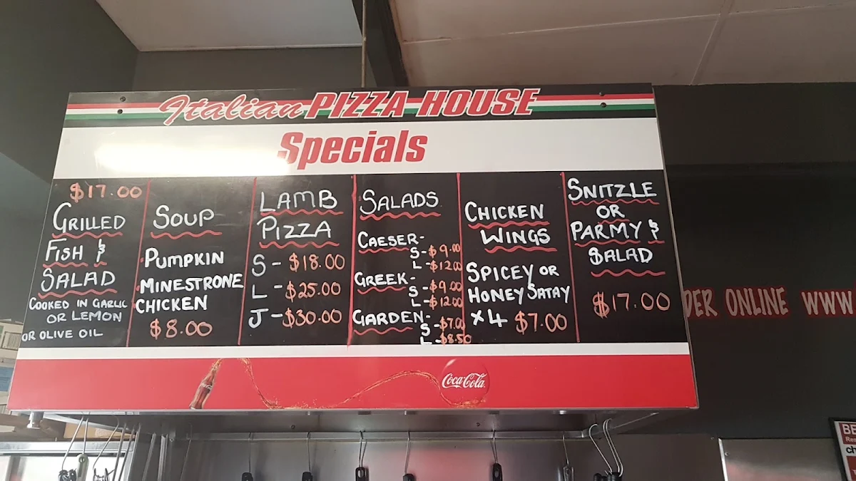 Menu, Italian Pizza House
