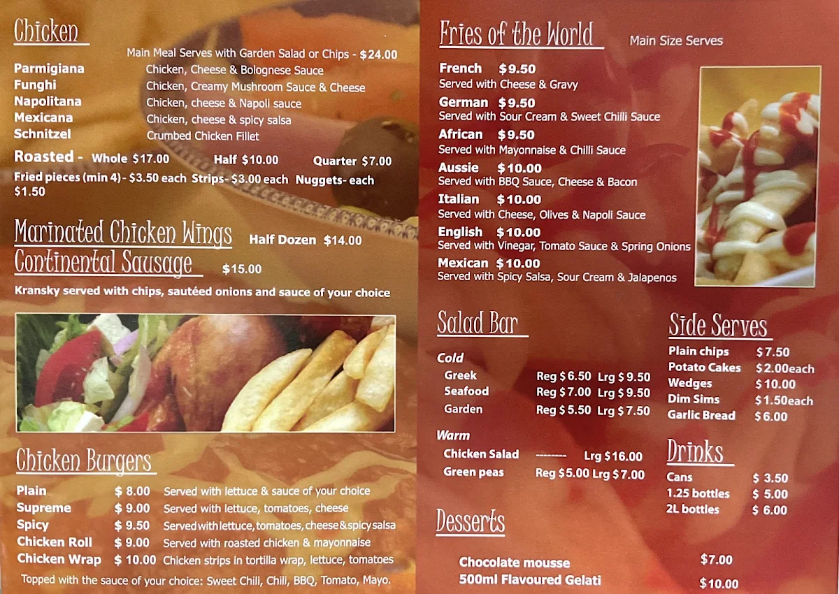 Menu, Lakeside Pizza