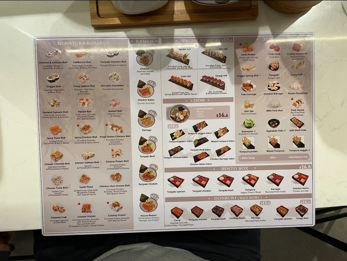 Menu, Sushi Go