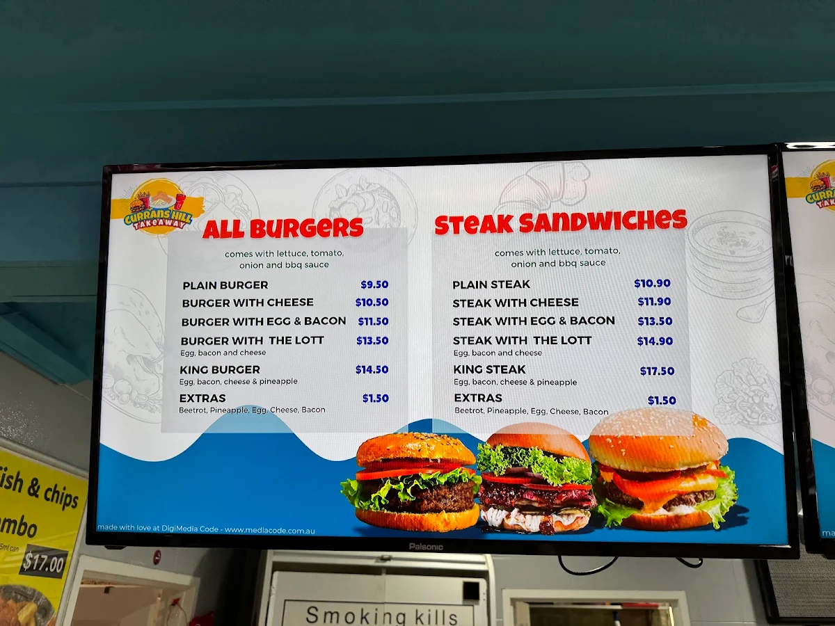 Menu, Sam's Takeaway