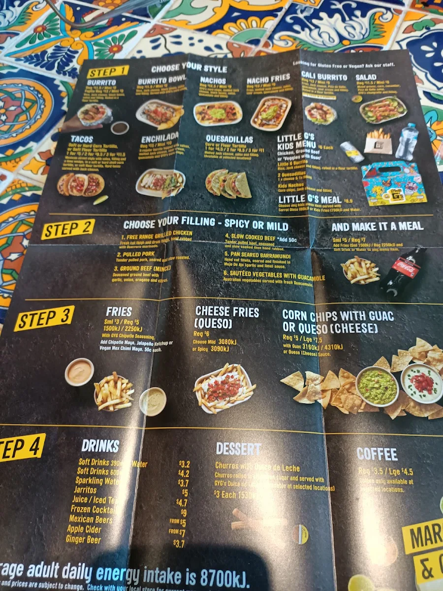 Menu, Guzman y Gomez - Rothwell