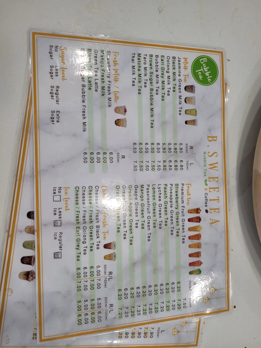 Menu, B.SWEETEA