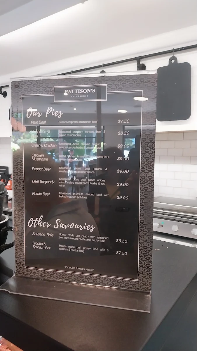 Menu, Pattisons Patisserie