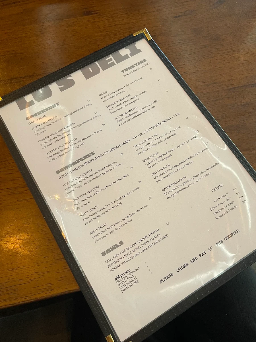 Menu, Lu's Deli & Wine Bar