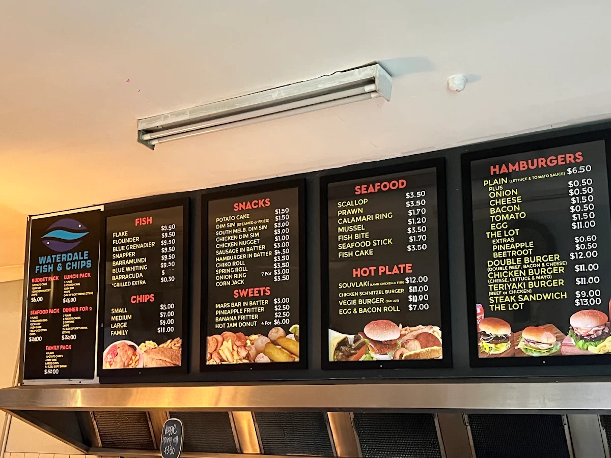 Menu, Waterdale Fish & Chips