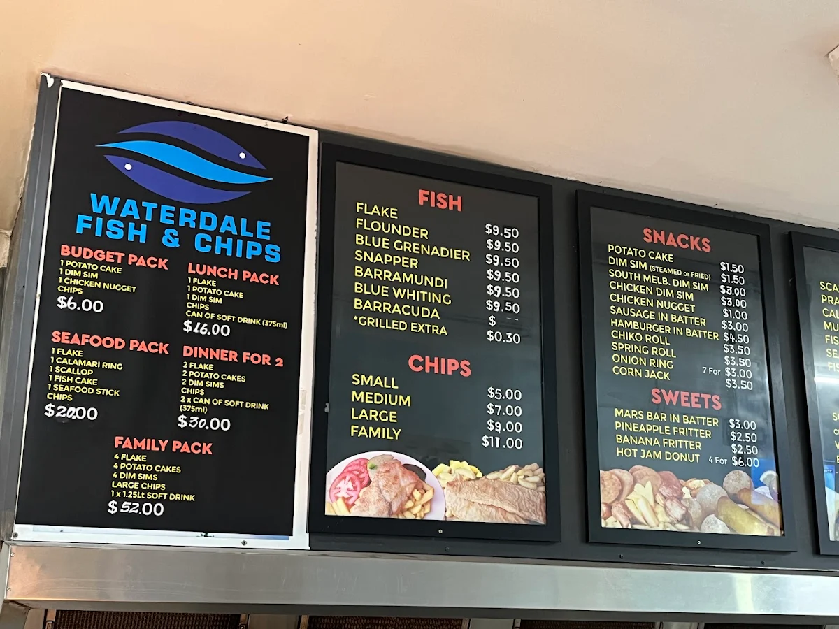 Menu, Waterdale Fish & Chips
