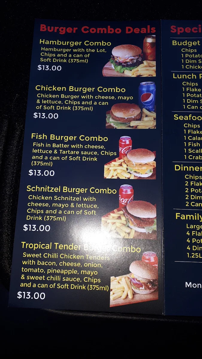 Menu, Waterdale Fish & Chips