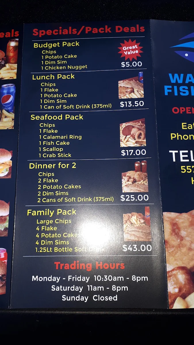 Menu, Waterdale Fish & Chips