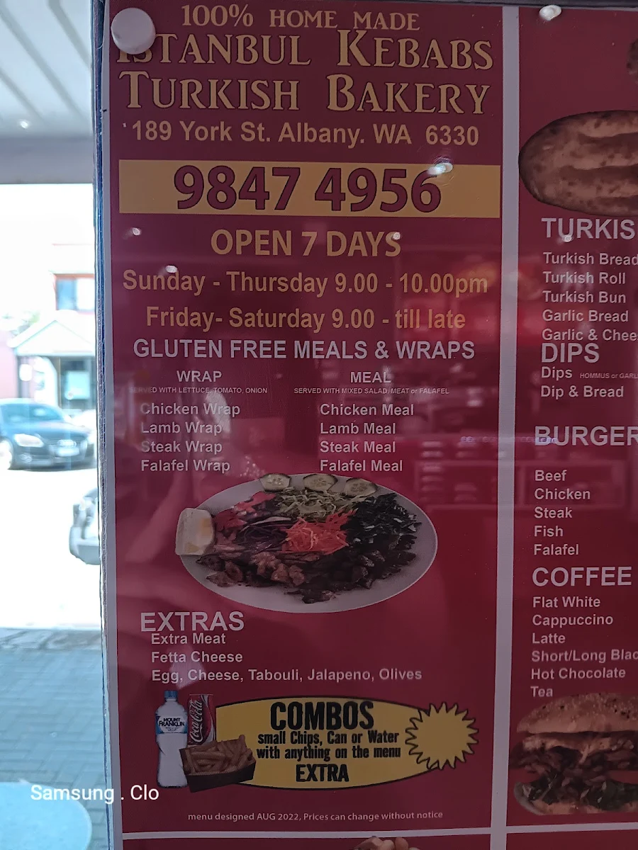 Menu, Istanbul Kebabs & Turkish Bakery (Halal Food)