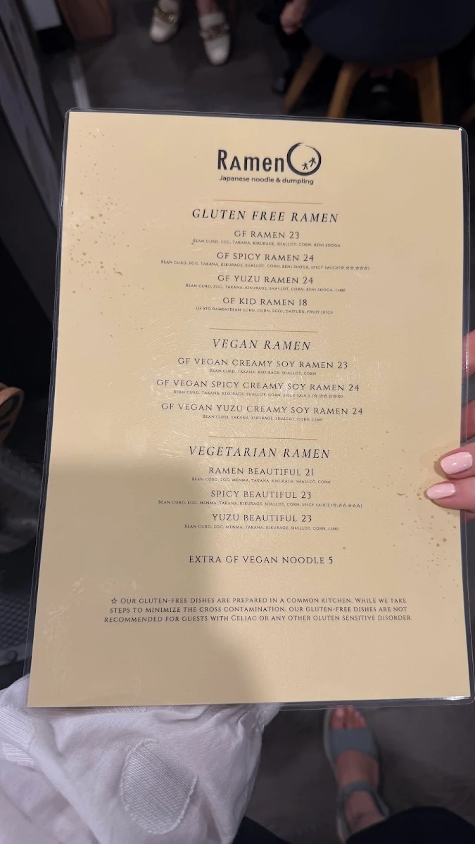 Menu, Ramen O Belconnen