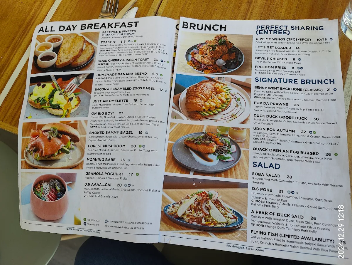 Menu, Cafe 0.6