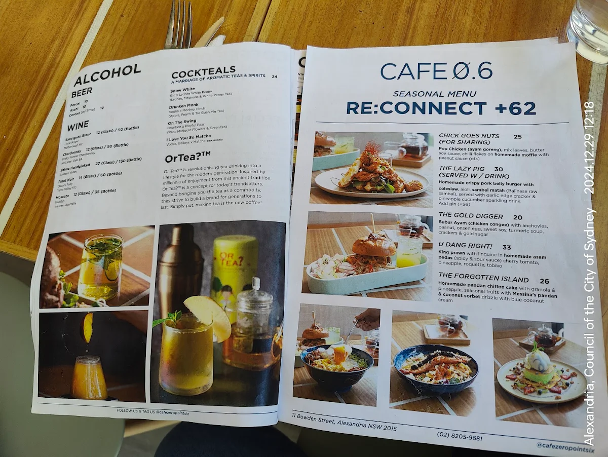 Menu, Cafe 0.6