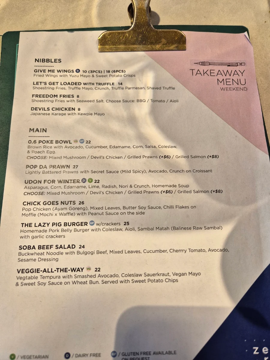 Menu, Cafe 0.6