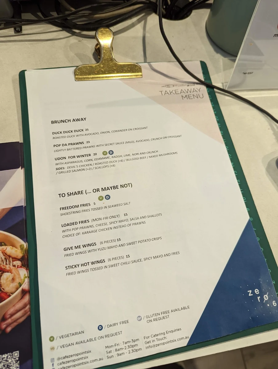 Menu, Cafe 0.6