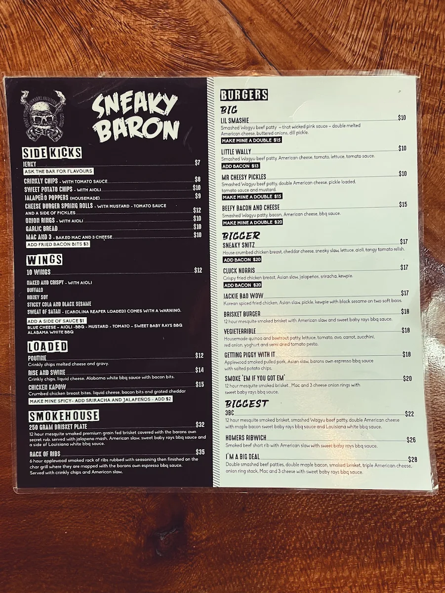 Menu, Sneaky Baron