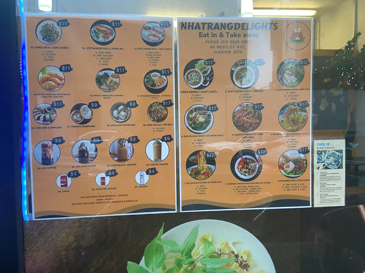 Menu, Nha Trang Delights