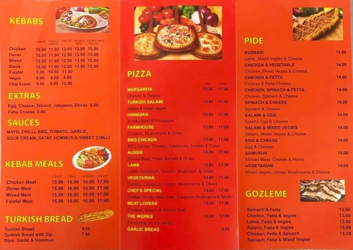 Menu, Byford Master Kebab