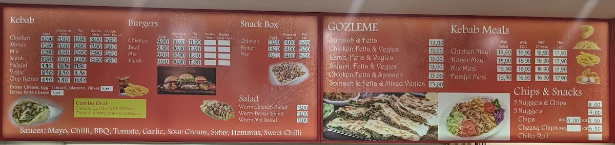 Menu, Byford Master Kebab
