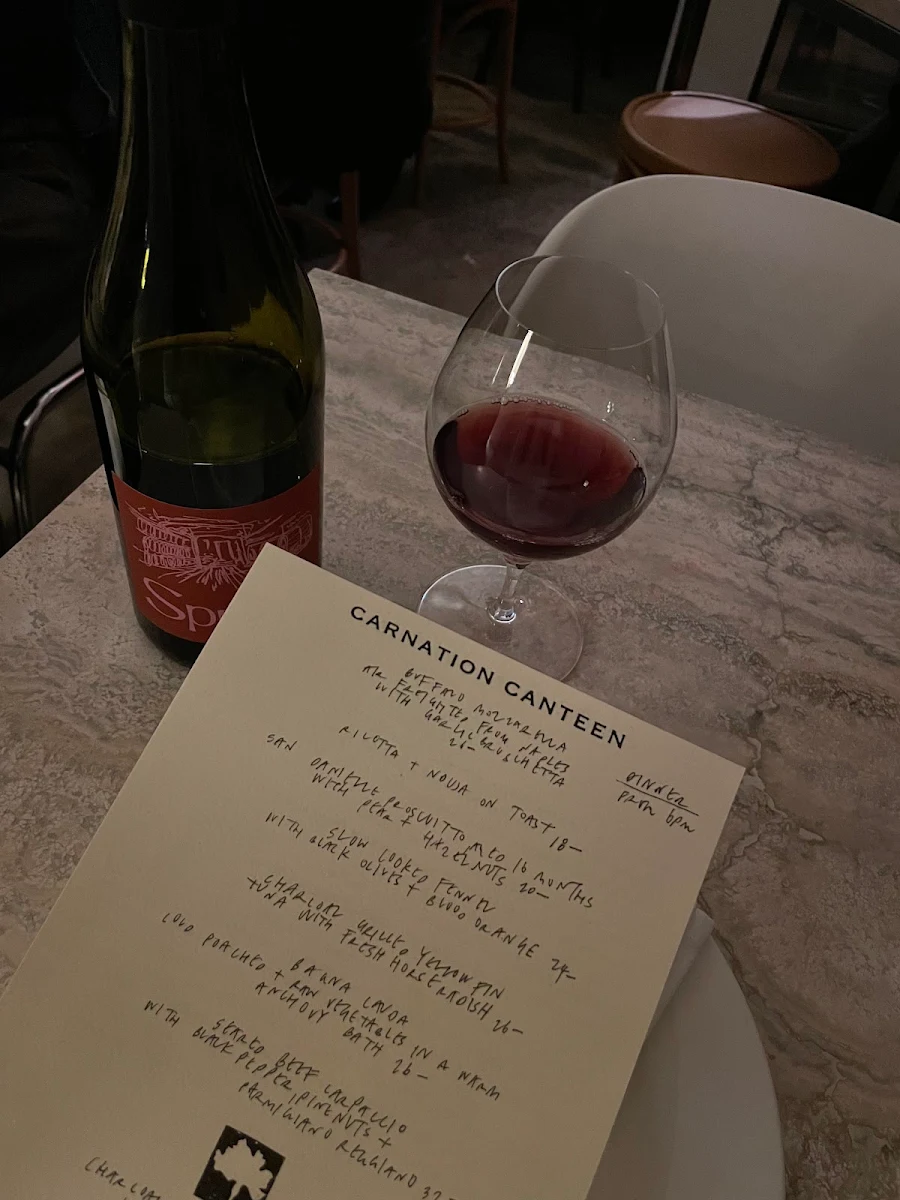 Menu, Carnation Canteen