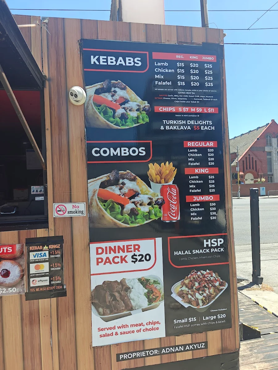 Menu, Kebab Kingz Australia