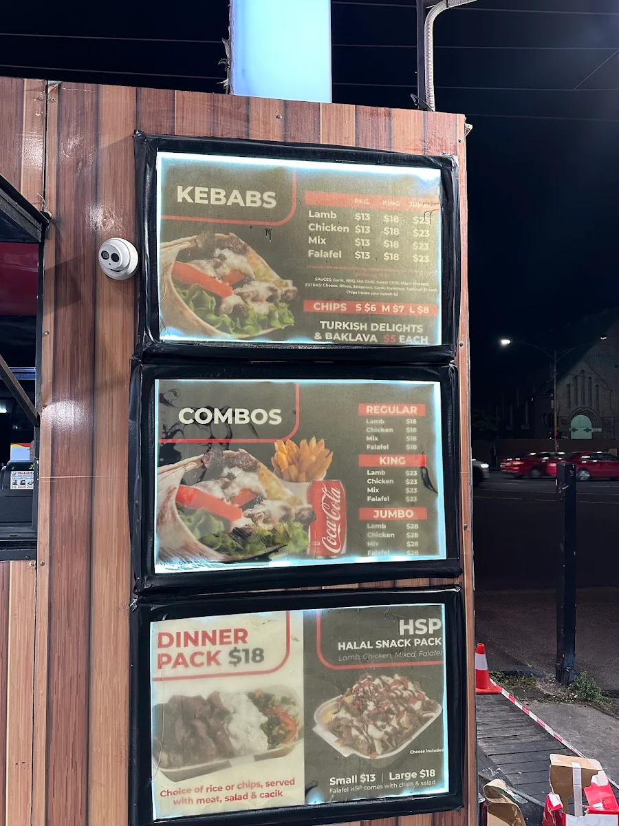 Menu, Kebab Kingz Australia
