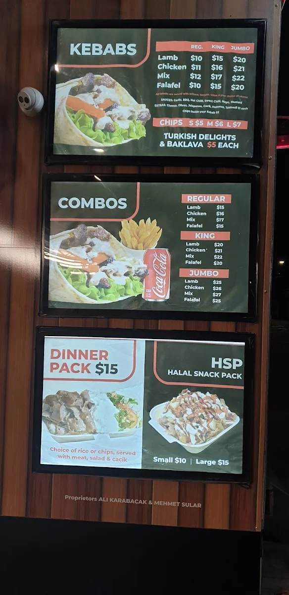 Menu, Kebab Kingz Australia