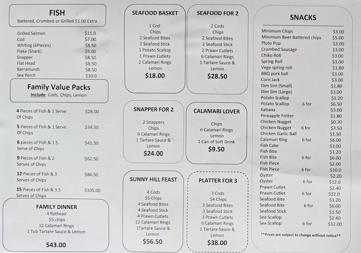 Menu, Fish and More