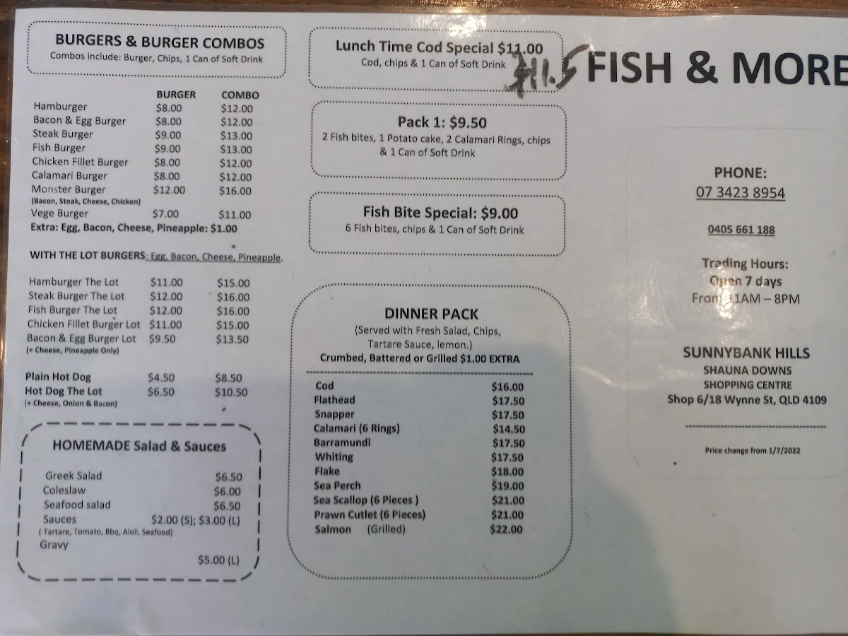 Menu, Fish and More