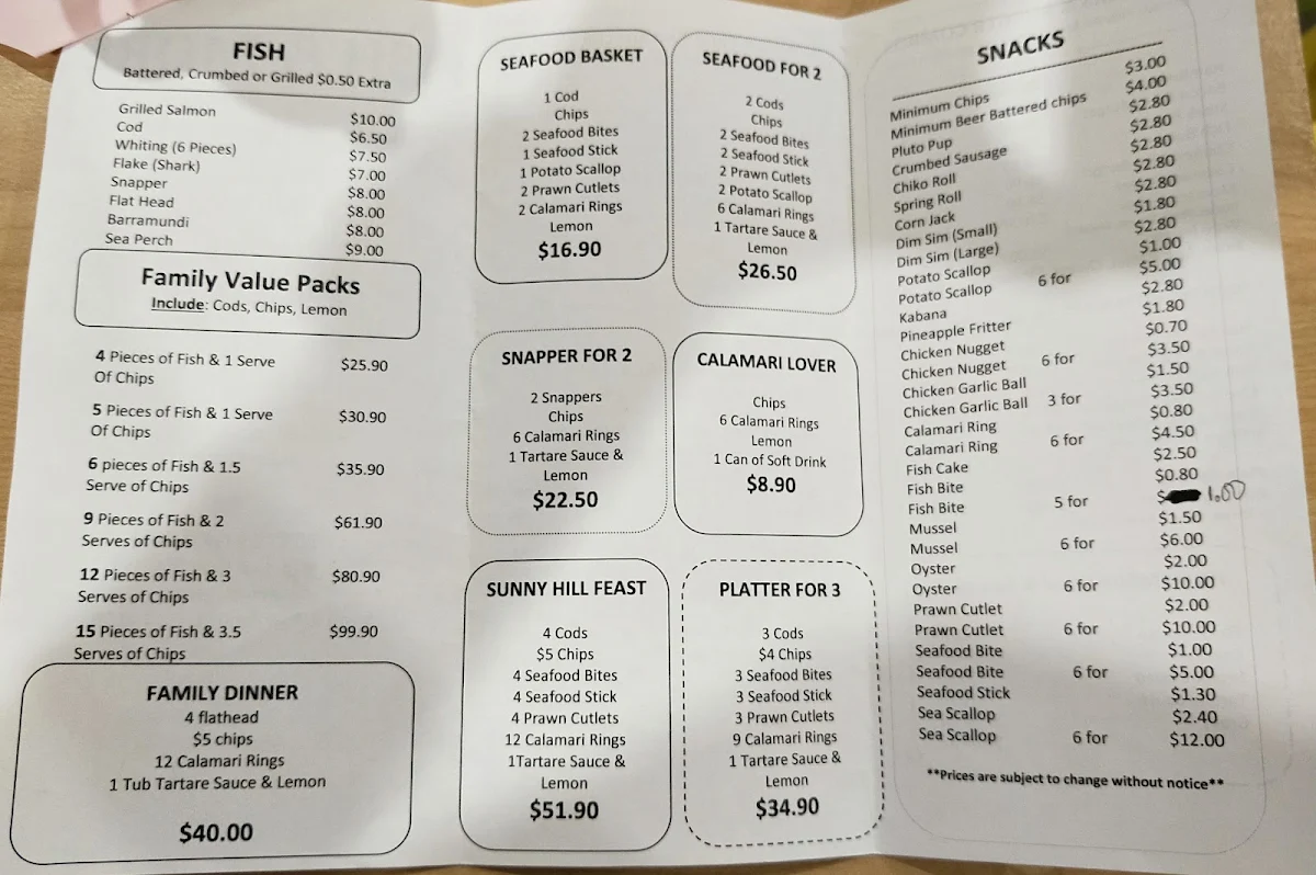 Menu, Fish and More
