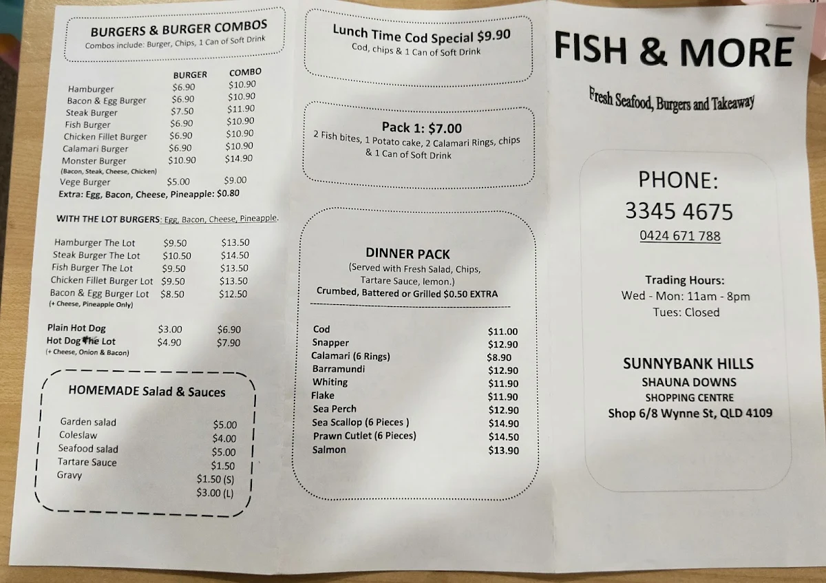 Menu, Fish and More