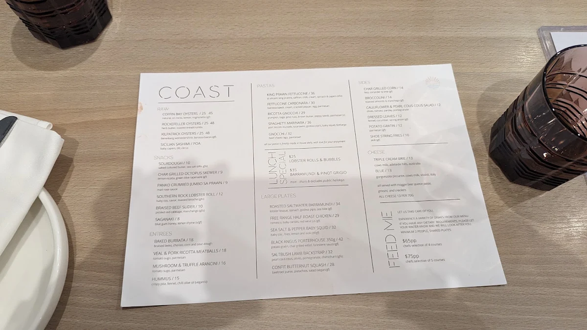 Menu, Pier Glenelg - New Beachside Function / Events Room
