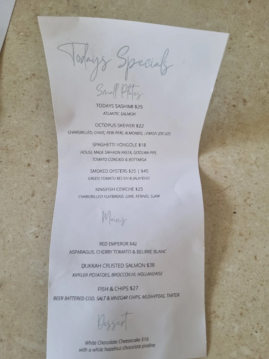 Menu, Pier Glenelg - New Beachside Function / Events Room
