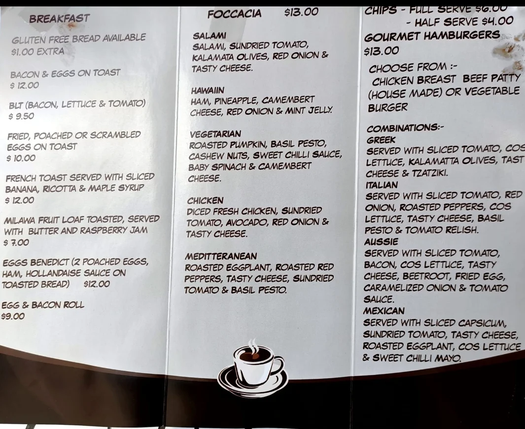 Menu, Flagpole cafe