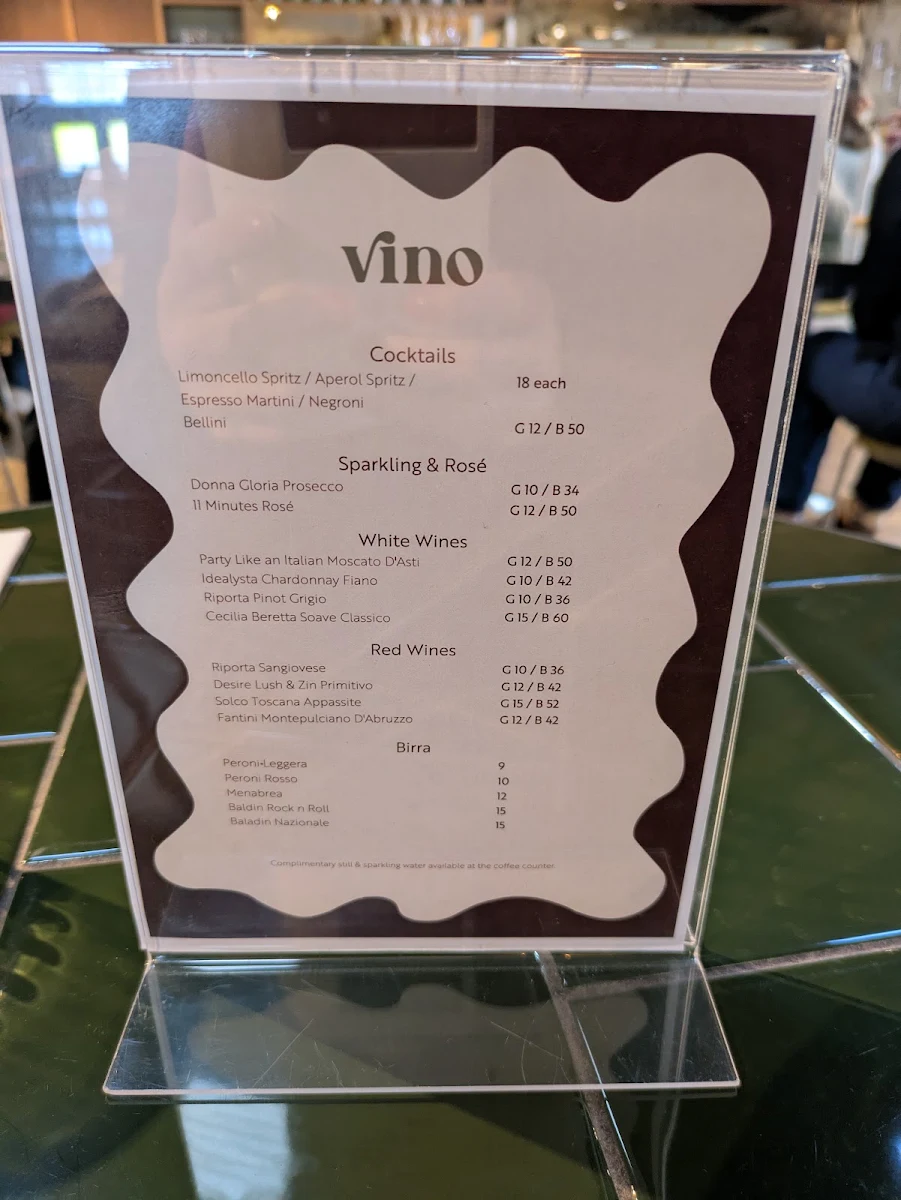Menu, Italo Bowral